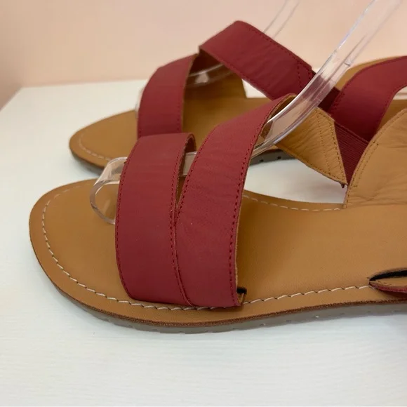 Seasalt Sunny Cove Leather Sandals Size UK 6 Burgundy Red Slingback Flat - Picture 4 of 7
